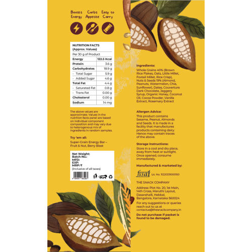 The Snack Company: Choc-Nut Energy Bar 30gm