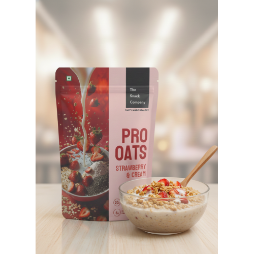 The Snack Company: Protein Oats - Strawberry & Cream | 20gm Protein | 6gm Fibre |60gm