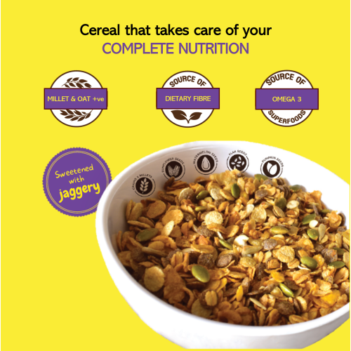 The Snack Company: Crunchy Millet Muesli with Seeds  400gm | 75% Grains, 5 Millets, 8 Grains, 15% Seeds