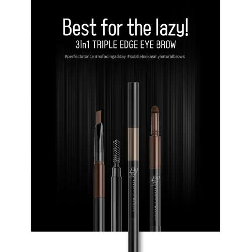 Beauty of Majesty: 3 In1 Triple Edge Eyebrow #02 Dark Brown 0.2gm+0.4gm