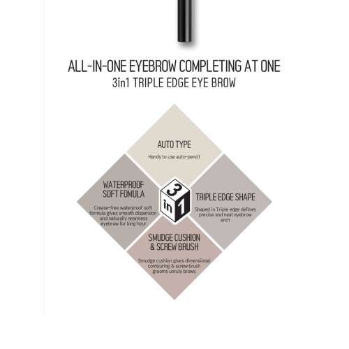 Beauty of Majesty: 3 In1 Triple Edge Eyebrow #02 Dark Brown 0.2gm+0.4gm