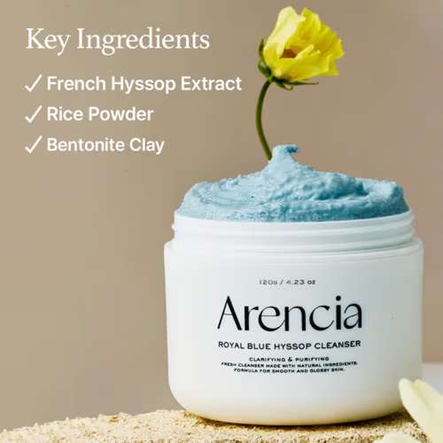 Arencia: Fresh Blue Hyssop Rice Mochi Cleanser 120gm