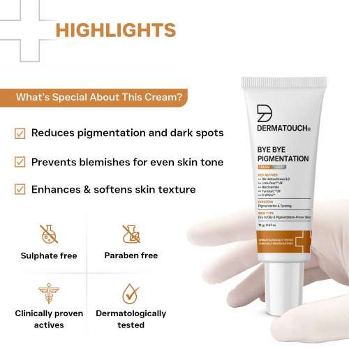 Dermatouch: Bye Bye Pigmentation Removal Cream for Women/Men with Niacinamide 19gm