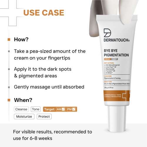 Dermatouch: Dermatouch Bye Bye Pigmentation Cream || Pigmentation Cream For Women/Men With Niacinamide, B-White, Lime Pearl, Oa Hidroxitirosol Ld & Tyrostat | 20gm  Pack Of 2