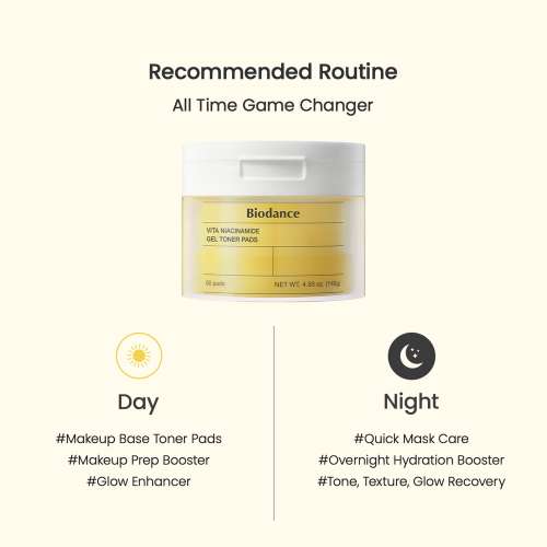 Biodance: Vita Niacinamide Gel Toner Pads | Oil Control | Skin Balancing | Gentle Exfoliation | 140g | 60 Pads