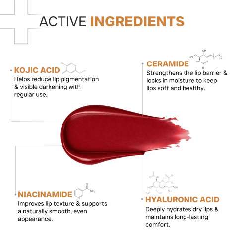 Dermatouch: Kojic Acid Ceramide SPF 50 PA+++ Cherry Red Lip Balm - 5gm | Moisturizing  Sun Protection  Nourishing | Reduces Pigmentation & Heals Dry Lips