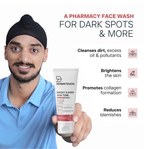 Dermatouch: Dermatouch Bright & Even Skin Tone Face Wash Po2 | For Tan & Dark Spot Removal | For Even & Glowing Skin | For All Skin Types | For Both Men & Women | 70gm  Pack Of 2