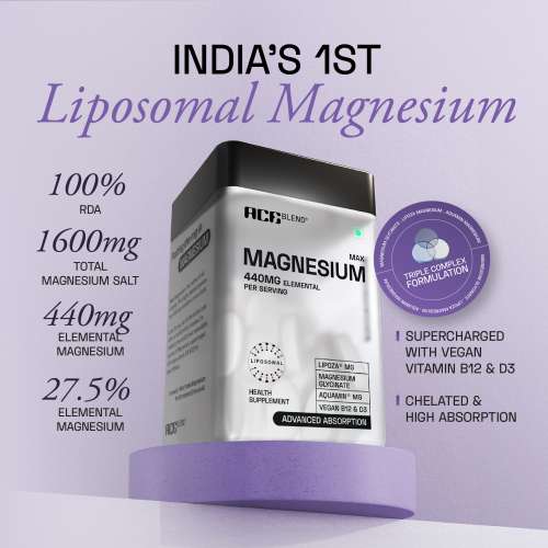 Ace Blend: 440mg Elemental Max Magnesium, 1600mg Triple Complex, Calcium, Vitamin B12&D3 (60 tablets)