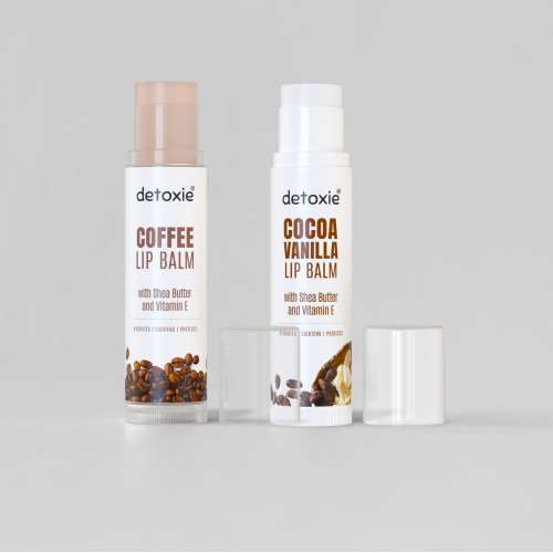 Detoxie: Detoxie | Pack of 2 Lip Balms | Coffee & Cocoa Vanilla With Shea Butter, Vitamin E and Liquorice- 4.5 g (Pack of 2)