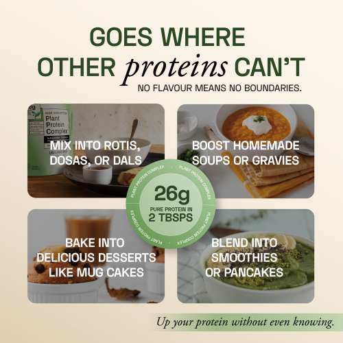 Ace Blend: Unflavoured Plant Protein Triple Complex, 26gm Protein per Serving, Gut Friendly | 50gm