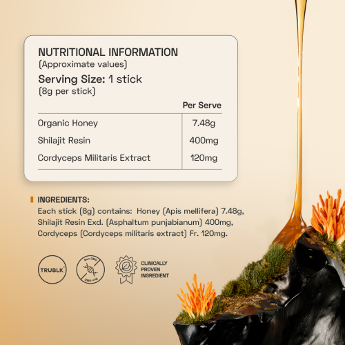 Ace Blend: TRUBLK Shilajit Sticks, With Over 75% Fulvic Acid & 80+ Trace Minerals (5 Servings)