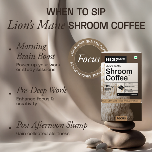 Ace Blend: Lion's Mane Shroom Coffee, Focus & Memory, Instant Medium Roast Blend (15 Serves)