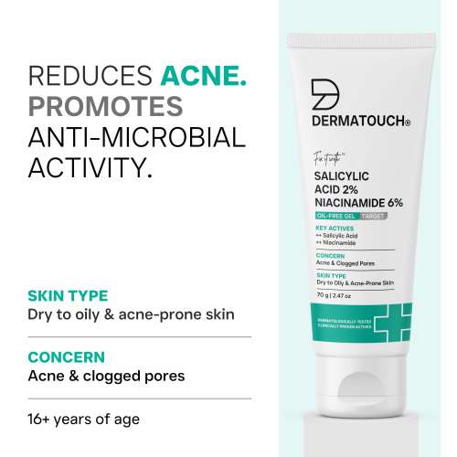 Dermatouch: Salicylic Acid 2% Niacinamide 6% Anti-Acne Oil Free Gel - 70gm