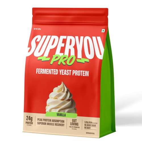 SuperYou: Pro Fermented Yeast Protein Isolate 500gm | 24gm Protein| Vanilla | Higher Absorption than Plant Protein | Superior Muscle Recovery | Gut Friendly | Vegan Protein | PDCAAS of 1