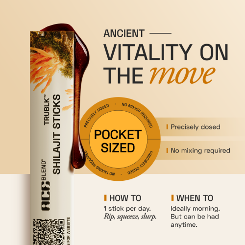 Ace Blend: TRUBLK Shilajit Sticks, With Over 75% Fulvic Acid & 80+ Trace Minerals (5 Servings)