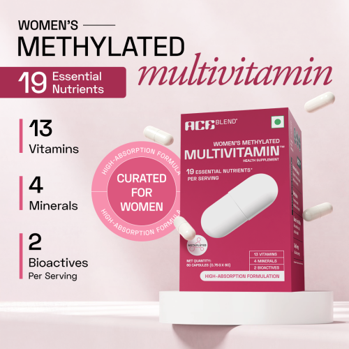 Ace Blend: Methylated Multivitamin for Women, Supports Immunity, Focus & Heart Health (60 Capsules)