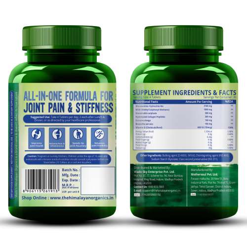 Vlado's Himalayan Organics: Vlado’s Himalayan Organics Glucosamine Chondroitin MSM Tablets | Cartilage & Joint Support Supplement | Glucosamine for Joint Relieves Pain and Stiffness I Added Collagen peptides, Curcuma, Vitamin D & Boswellia - Pure Veg Formula - 120 Vegetarian Tablets