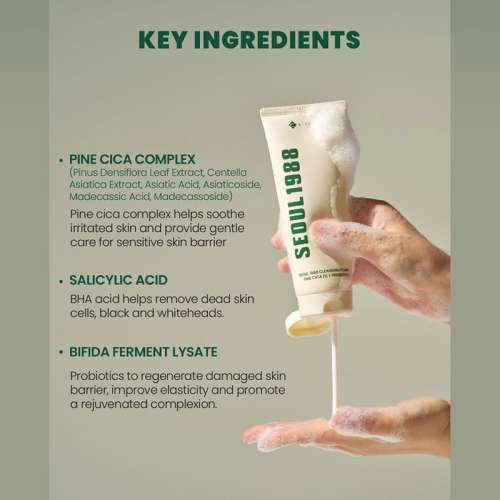 K-Secret: SEOUL 1988 Pine Cica 1% + Probiotics Cleansing Foam 150ml