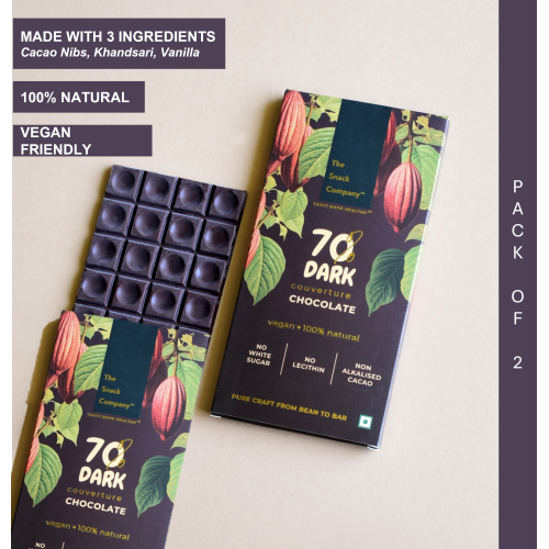 The Snack Company: 70% Couverture Dark Chocolate 60gm Pack of 2