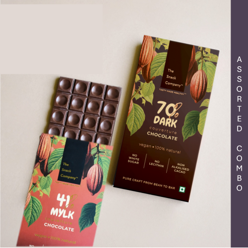 The Snack Company: 41% Couverture MYLK Chocolate 60gm x 70% Couverture Dark Chocolate 60gm Combo