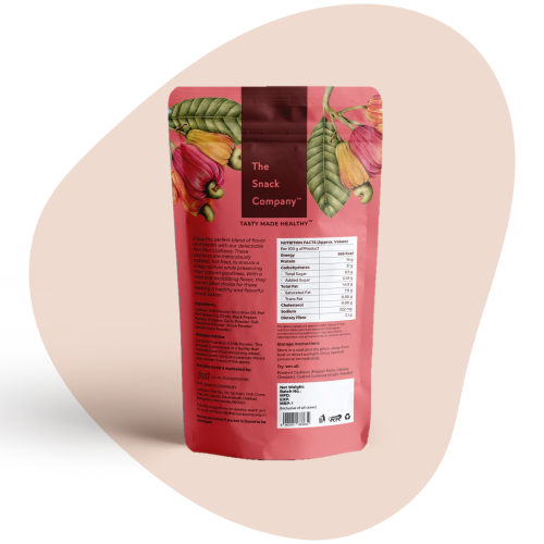 The Snack Company: Roasted Cashews - Peri Peri 125gm | Roasted not Fried | No added preservatives, healthy and tasty dry fruit snack