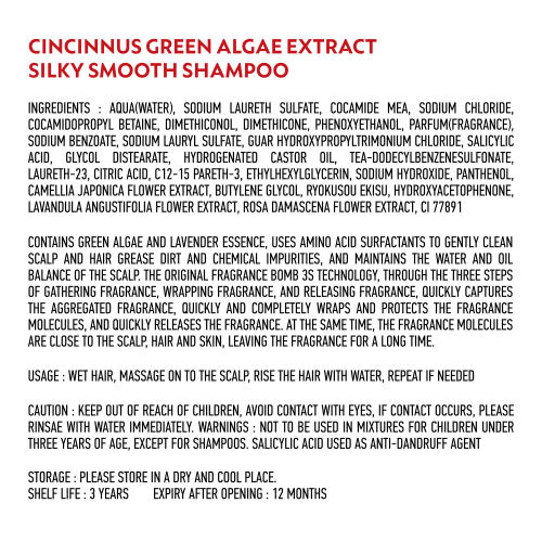 CINCINNUS: Green Algae Extract Silky Smooth Shampoo 500ml