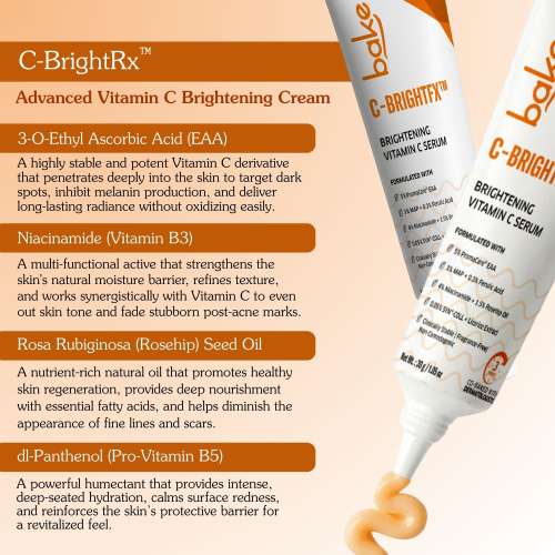 Bake Cosmetics: C-BrightFX Vitamin C Serum  5% Ethyl Ascorbic Acid + Niacinamide for Dark Spots, Pigmentation & Glow 30gm