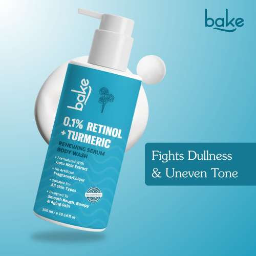 Bake Cosmetics: 0.1% Retinol & Turmeric Renewing Serum Body Wash for Anti-Aging  Smooths Skin & Improves Elasticity 300ml