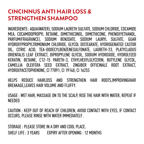 CINCINNUS: Ginger Anti Hair Loss & Strengthening Shampoo 750ml