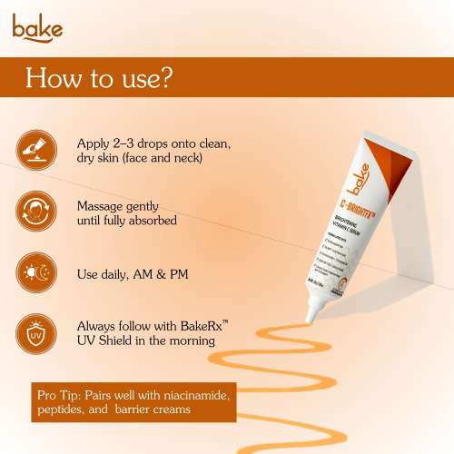 Bake Cosmetics: C-BrightFX Vitamin C Serum  5% Ethyl Ascorbic Acid + Niacinamide for Dark Spots, Pigmentation & Glow 30gm
