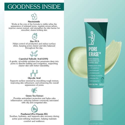 Bake Cosmetics: Pore Minimizing Face Serum  5% Niacinamide + Salicylic Acid for Oil Control, Unclogs Pores & Refines Texture 30gm
