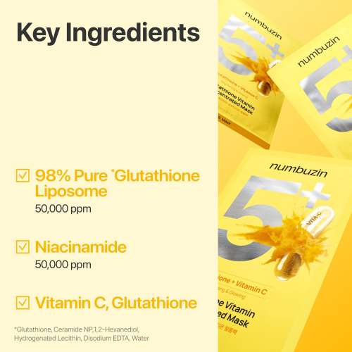 Numbuzin: No.5+ Glutathione Vitamin Concentrated Mask 27ml*5ea