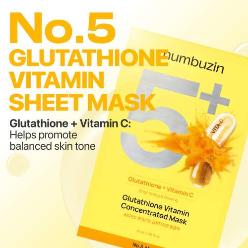 Numbuzin: No.5+ Glutathione Vitamin Concentrated Mask 27ml*5ea