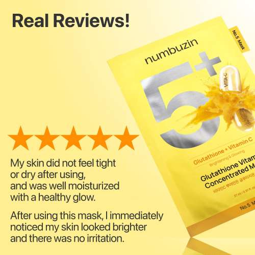 Numbuzin: No.5+ Glutathione Vitamin Concentrated Mask 27ml*5ea