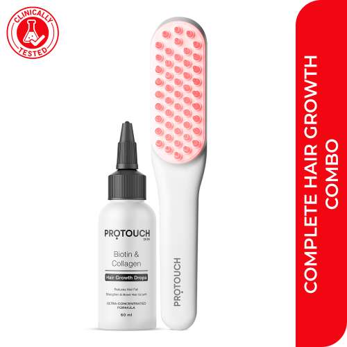 Protouch: Complete Hair Growth Combo | LED Therapy Comb with Vibration Massage | Biotin & Collagen Hair Growth Drops - Powered with 6 Hair Growth Actives | Controls Hair Fall | Strengthens & Improves Hair Quality | Relax Scalp for Better Sleep | For All Hair Type |