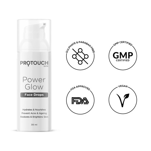 Protouch: Power Glow Face Drops | Brightening Serum with Korean & Indian Herbs | Lightens Dark Spots, Acne, and Wrinkles | For Clear, Glowing Skin - All Skin Types  |30ml  | Pack of 2