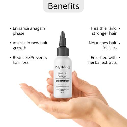 Protouch: Advanced Biotin & Collagen Hair Growth Serum with Redensyl, Anagain, Procapil, and Onion Extract for Men & Women - Promotes Hair Growth, Controls Hair Fall - All Hair Types  |60ml  | Pack of 2
