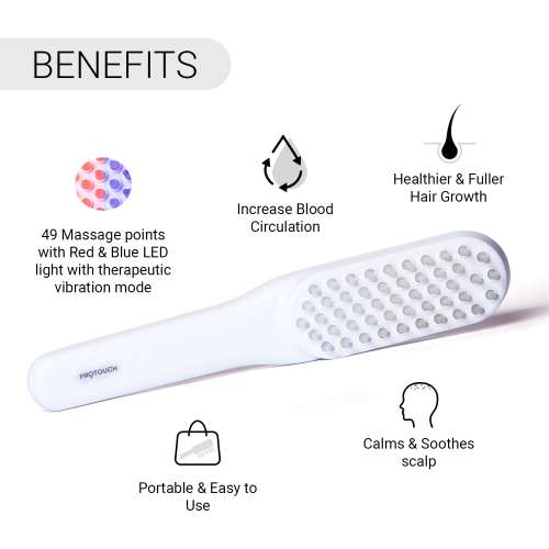 Protouch: Complete Hair Growth Combo | LED Therapy Comb with Vibration Massage | Biotin & Collagen Hair Growth Drops - Powered with 6 Hair Growth Actives | Controls Hair Fall | Strengthens & Improves Hair Quality | Relax Scalp for Better Sleep | For All Hair Type |