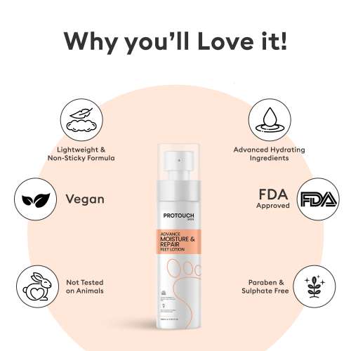 Protouch: Advanced Moisture & Repair Feet Lotion | For Dry & Cracked Feet | Hydrating & Soothing | Lightweight Formula with Shea Butter & Lactic Acid | 100ml  | Pack of 2