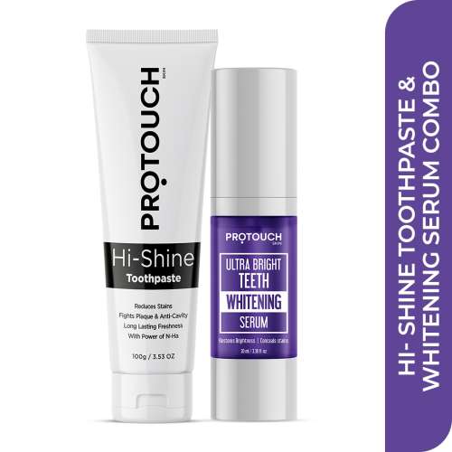 Protouch: Teeth Whitening Bundle: Ultra Bright Whitening Serum & Hi Shine Charcoal Toothpaste Set | Stain Removal, Enamel Safe | Oral Care | Tooth Whitening