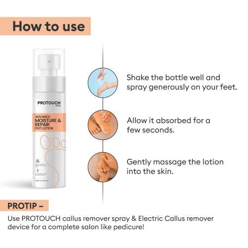 Protouch: Advanced Moisture & Repair Feet Lotion | For Dry & Cracked Feet | Hydrating & Soothing | Lightweight Formula with Shea Butter & Lactic Acid | 100ml  | Pack of 2