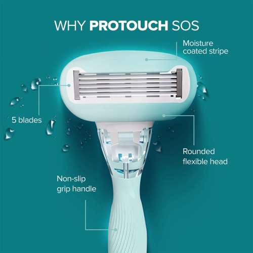 Protouch: SOS Women Razor | Painless & One Stroke Hair Removal Razor | 5-Blade Technology | Flexible Head for Flexible Shave | All Skin Types (Pack of 2)