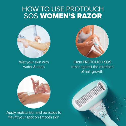 Protouch: SOS Women Razor | Painless & One Stroke Hair Removal Razor | 5-Blade Technology | Flexible Head for Flexible Shave | All Skin Types (Pack of 2)