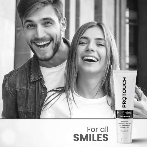 Protouch: Hi Shine Toothpaste | Teeth Whitening, Cavity Prevention and Superior Cleaning | SLS & Fluoride Free Toothpaste with N-HA for teeth remineralization & Active Cleaning 100gm Pack of 2