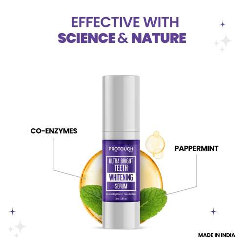 Protouch: Ultra Bright Teeth Whitening Serum | Enamel-Safe Purple Toothpaste for Teeth Whitening & Stain Removal | Professional Color Corrector| 30ml  | Pack of 2