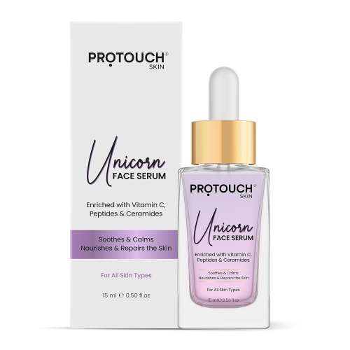 Protouch: Unicorn Face Serum - Clear Glow with Niacinamide, Vitamin C, Peptides, and Ceramides | Reduces Dullness, Hydrates & Repairs Skin | Soothes, Nourishes | For All Skin Types | 15ml  | Pack of 2