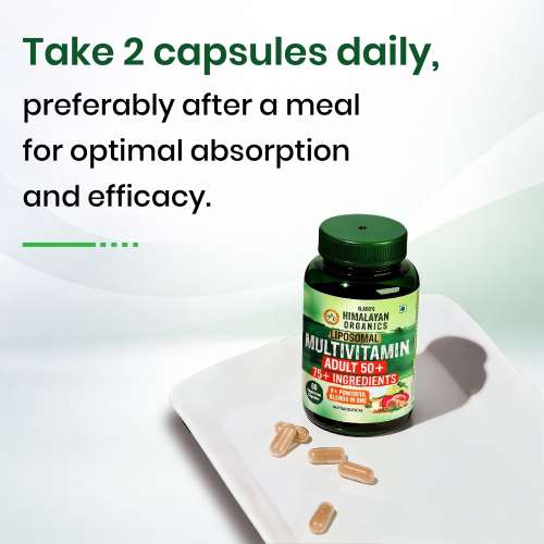 Vlado's Himalayan Organics: Liposomal Multivitamin Adult 50+ with 75+ Ingredients | Daily Health Supplement with 9+ Powerful Blends | Supports Energy, Immunity, Brain, Heart & Eye Health | 60 Veg Capsules