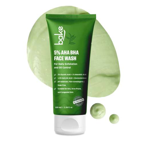 Bake Cosmetics: 5% AHA BHA Face Wash with 1.5% Salicylic Acid for Acne, Open Pores, Dark Spots & Oil Control 100ml