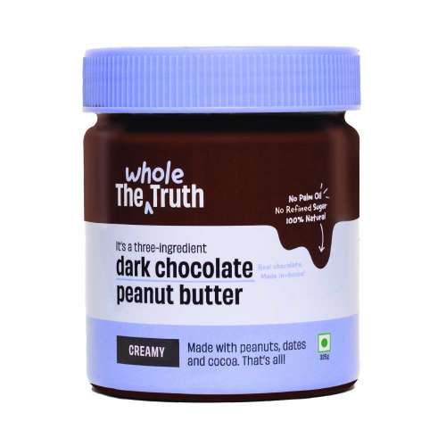 The Whole Truth: Dark Chocolate Peanut Butter 325g Creamy No Artificial Sweeteners Gluten Free No Preservatives 100% natural protein source