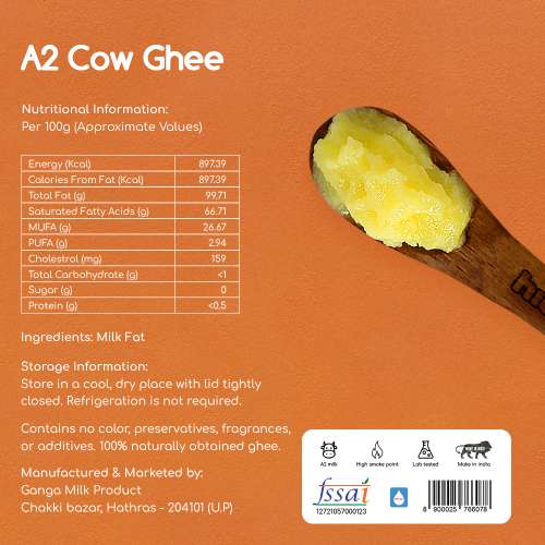 Hichkie: A2 Cow Desi Ghee | Bilona Method | Curd-Churned | Lab Tested  | 500ml | Pack of 2